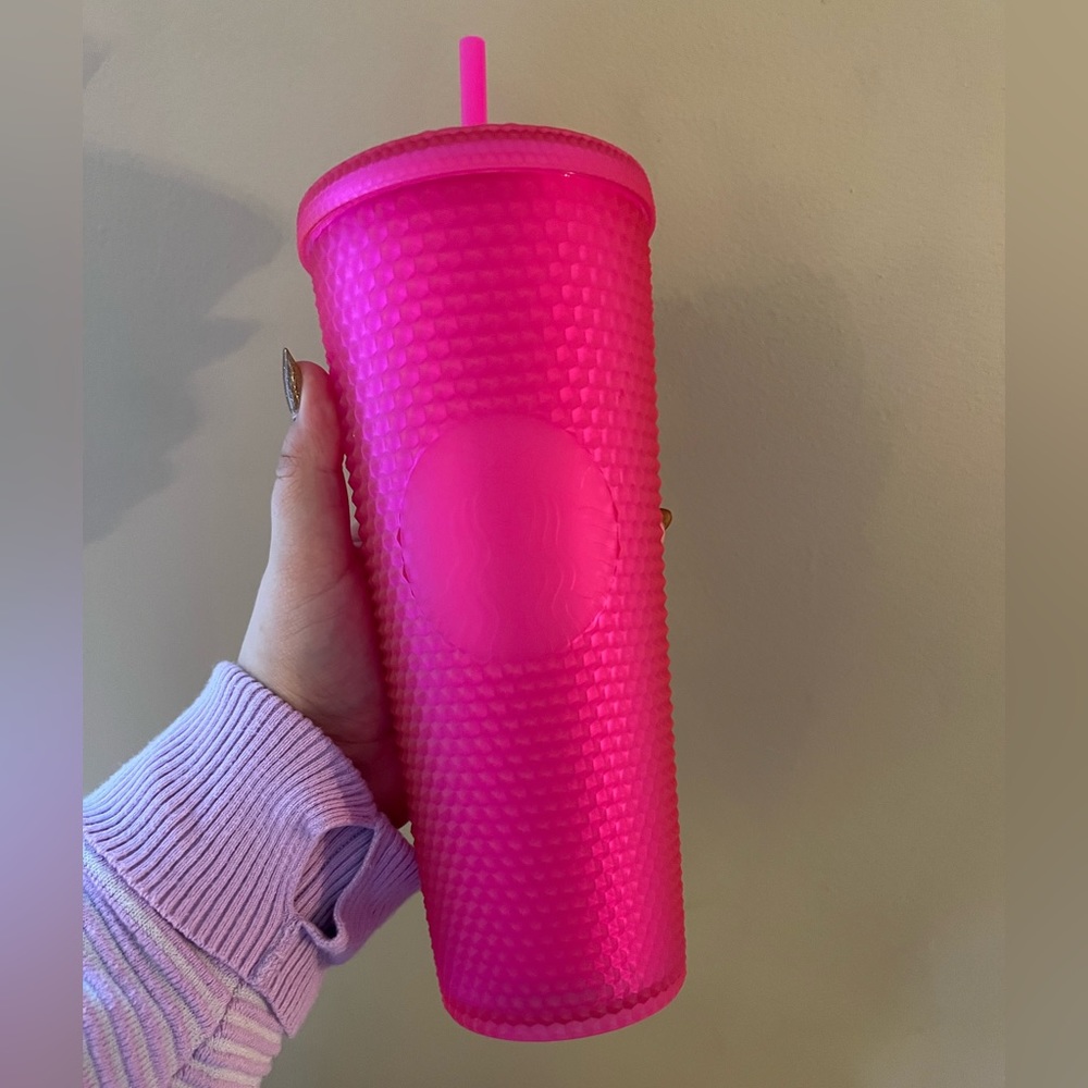 Starbucks Hot Pink Soft Touch Matte Studded Tumbler RARE